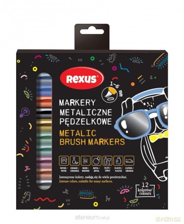 Markery pędzelkowe metaliczne 12 kolorów