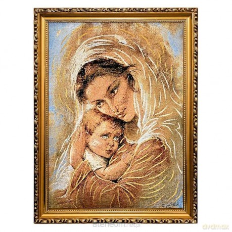 Obraz Haftowany Matka Boża z dzieciątkiem 42x32 cm