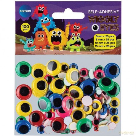 Ruchome oczka samoprzylepne kolorowe mix 100 szt