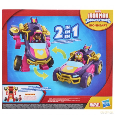 Hasbro Disney Jr Marvel Iron Man And His Awesome Friends Ironheart 2 in1 Mech Suit Vehicle G1476