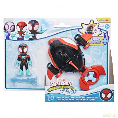 Hasbro Disney Jr Marvel Spidey And His Amazing Friends Waterwebs Spin Dolphin Figure Vehicle G1465