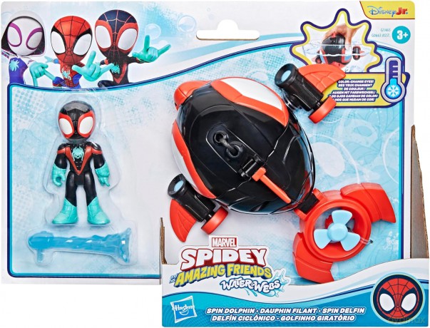 Hasbro Disney Jr Marvel Spidey And His Amazing Friends Waterwebs Spin Dolphin Figure Vehicle G1465