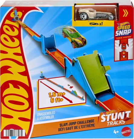 Mattel Hot Wheels Speed Snap Stunt Tracks Slam Jump Challenge Playset JHK78