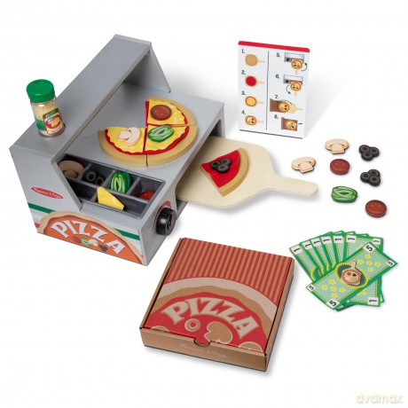 Melissa Doug Pretend Play Wood Top Bake Pizza Counter Playset 6074890