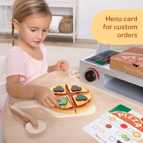 Melissa Doug Pretend Play Wood Top Bake Pizza Counter Playset 6074890