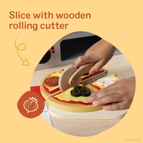 Melissa Doug Pretend Play Wood Top Bake Pizza Counter Playset 6074890