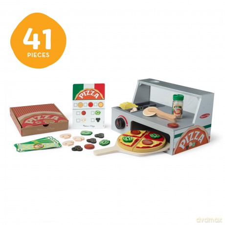 Melissa Doug Pretend Play Wood Top Bake Pizza Counter Playset 6074890