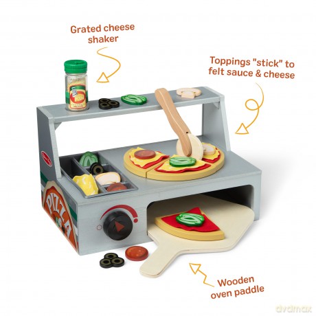 Melissa Doug Pretend Play Wood Top Bake Pizza Counter Playset 6074890