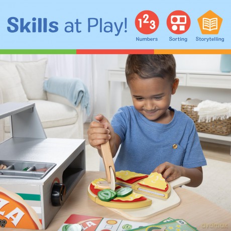 Melissa Doug Pretend Play Wood Top Bake Pizza Counter Playset 6074890