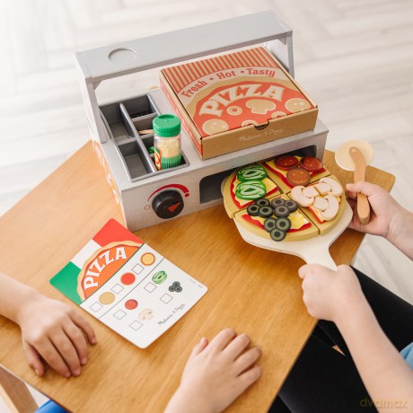 Melissa Doug Pretend Play Wood Top Bake Pizza Counter Playset 6074890