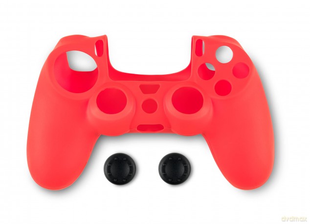 Spartan Gear Controller Silicon Skin Cover and Thumb Grips compatible with playstation 4 colour Red