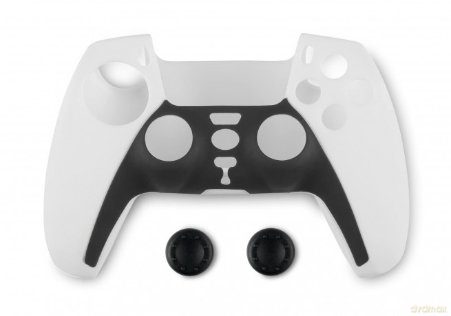Spartan Gear Controller Silicon Skin Cover and Thumb Grips compatible with playstation 5 colour BlackWhite