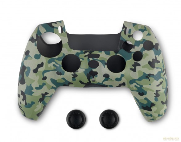 Spartan Gear Controller Silicon Skin Cover and Thumb Grips compatible with playstation 5 colour Green Camo