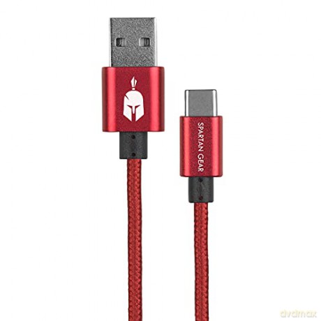 Spartan Gear Double Sided USB Cable Type C length 2m compatible with playstation 5 xbox series xs tablet mobile colour Red