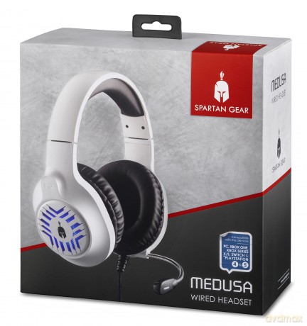 Spartan Gear Medusa Wired Headset compatible with PC playstation 4 playstation 5 xboxone xbox series xs switch color WhiteBlack