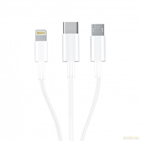 3MK Cable USB type A do USB C/Micro USB/Lightning 1,2m 20V/2.4A 15W White MM - global