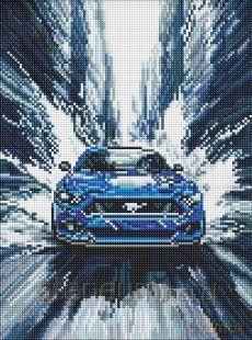 Diamentowa mozaika - Niebieski mustang 30x40 cm