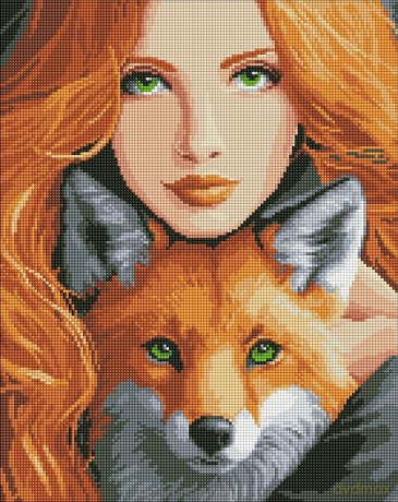 Diamentowa mozaika bez ramy - Ognisty lis 40x50 cm