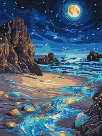 Malowanie po numerach - Świecący brzeg... 30x40 cm
