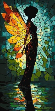 Malowanie po numerach - Witrażowy anioł 40x80 cm
