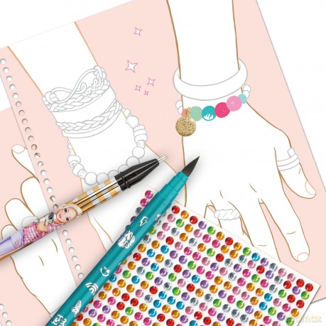 Kolorowanka DIY Bling Bling Top Model, do robienia pierścionków i bransoletek, z naklejkami