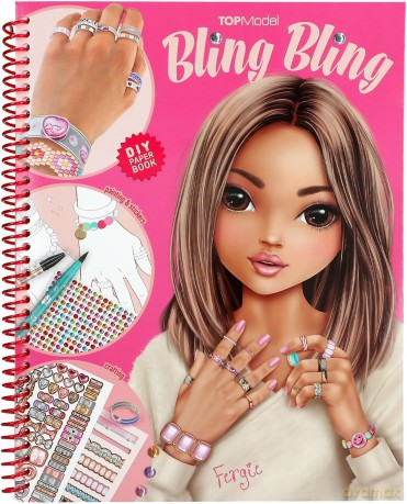 Kolorowanka DIY Bling Bling Top Model, do robienia pierścionków i bransoletek, z naklejkami