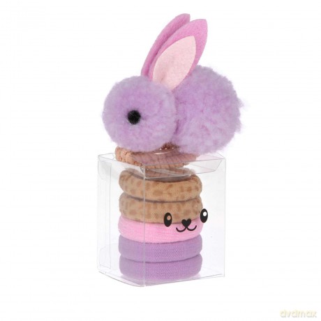 Zestaw gumek do włosów Bunny Princess Mimi (1 gumka z pluszowym króliczkiem i 6 zwykłych) 3 wzory