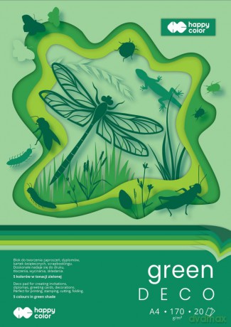 Blok Hobby Deco Green A4 170g.20ark. 5 kolorów