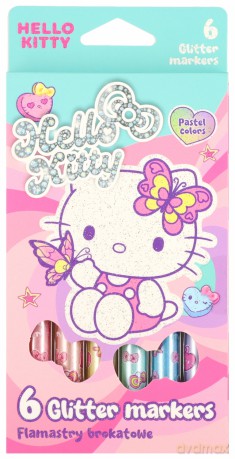 Flamastry brokatowe Hello Kitty pastel 6 kolorów