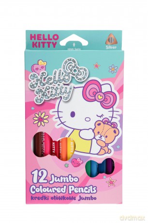 Kredki ołówkowe trójkątne Jumbo Hello Kitty 12 kolorów