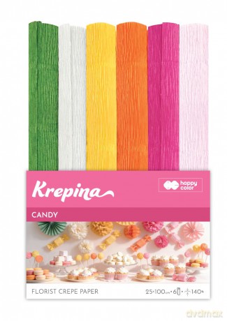 Krepina marszczona Candy 25x100cm 6 kolorów