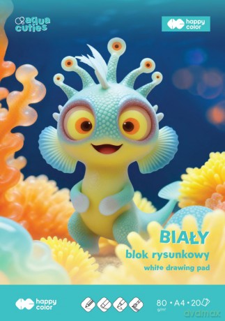 Paczka Blok rysunkowy biały Aqua Cuties A4 80g.20ark. 20 sztuk