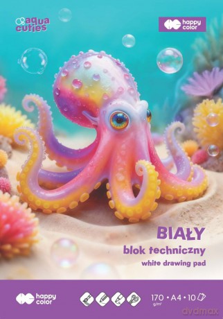 Paczka Blok techniczny biały Aqua Cuties A4 170g 10ark. 5 sztuk