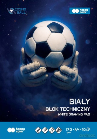 Paczka Blok techniczny biały Cosmo Ball A4 170g.10 ark.Happy Color 5 sztuk