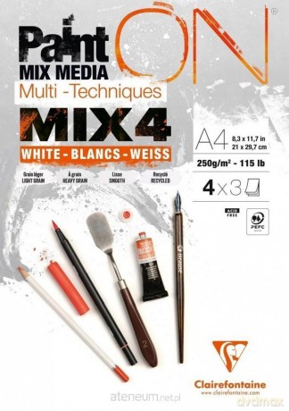 Blok A4 białych papierów mix4 250g 12ark