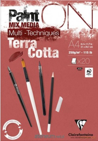 Blok A4 papier w kolorze terakoty 250g 20ark
