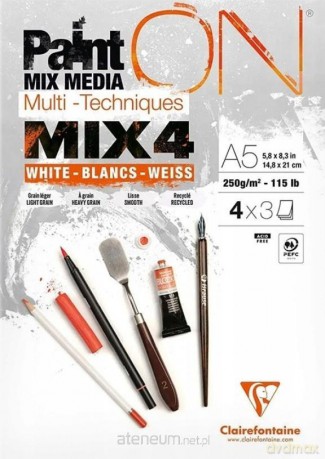 Blok A5 białych papierów mix4 250g 12ark