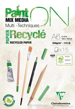 Blok A6 papier z recyklingu 250g 15ark