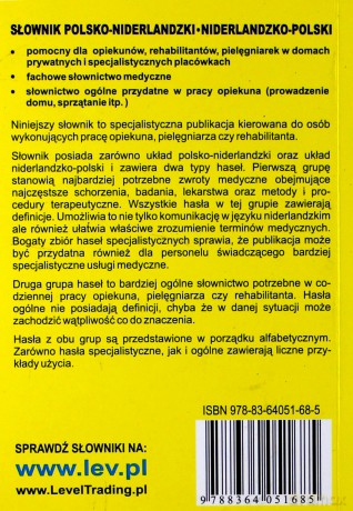 Słownik dla pielęgniarek polsko-niderlandzki, niderlandzo-polski [KSIĄŻKA]