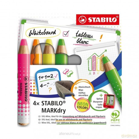 Kredki do tablic suchościeralnych 4kol.