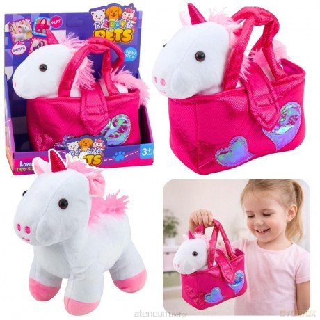 Pliszkowa maskotka Jednorożec w torbie 25 cm