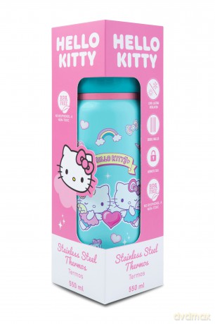 Bidon 500ml metalowy termos Hello Kitty Light Blue Pink