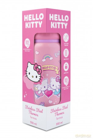 Bidon 550ml metalowy termos Hello Kitty Light Pink