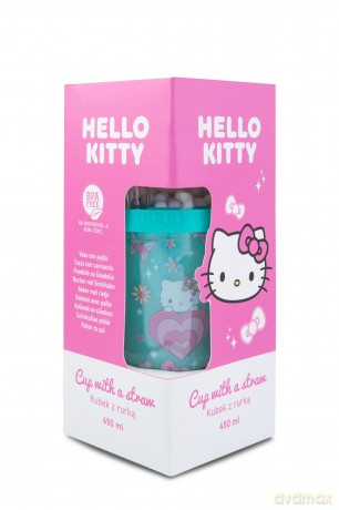 Kubek z rurką Hello Kitty Light Blue Pink