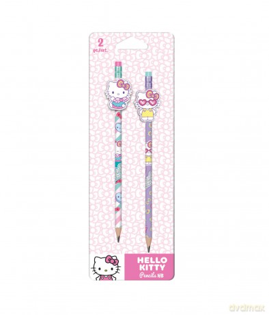Ołówki z gumową nakładką Hello Kitty wzór 1 Pink blister 2szt.