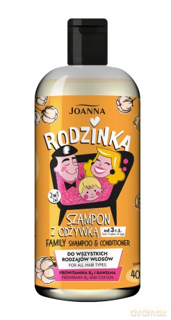 JOANNA Rodzinka Szampon z odżywką dla całej rodziny 2w1 Prowitamina B5 i Bawełna 400 ml