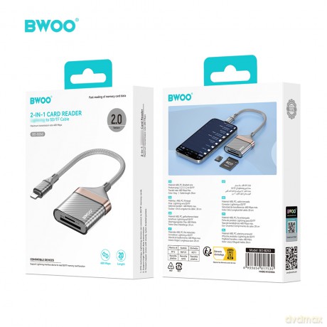 BWOO BZ63 adapter Lightning - karta SD/TF szary