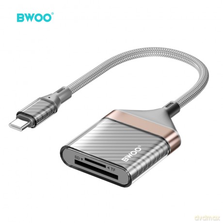 BWOO BZ64 adapter USB-C - karta SD/TF szary
