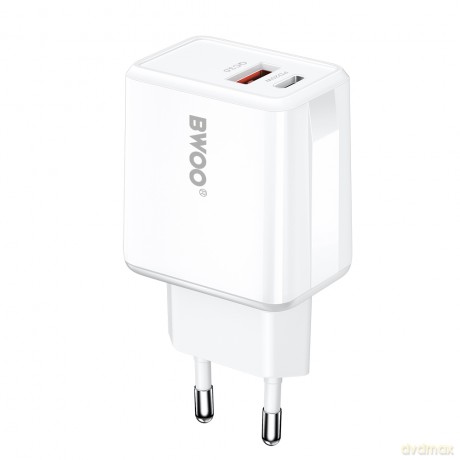 BWOO ładowarka sieciowa CDA182 QC 38W 1x USB-A + 1x USB-C biała