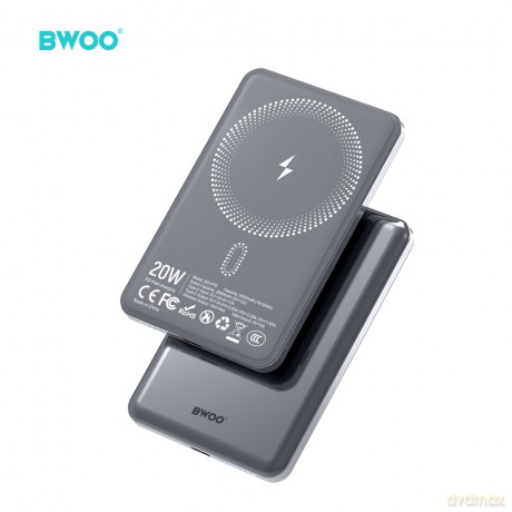 BWOO P79 ultracienki powerbank 20W 5000mAh z ładowaniem magnetycznym szary